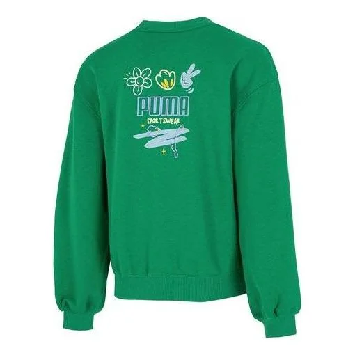 (WMNS) PUMA Graphic Sweatshirt 'Green' 537518-86 - 1