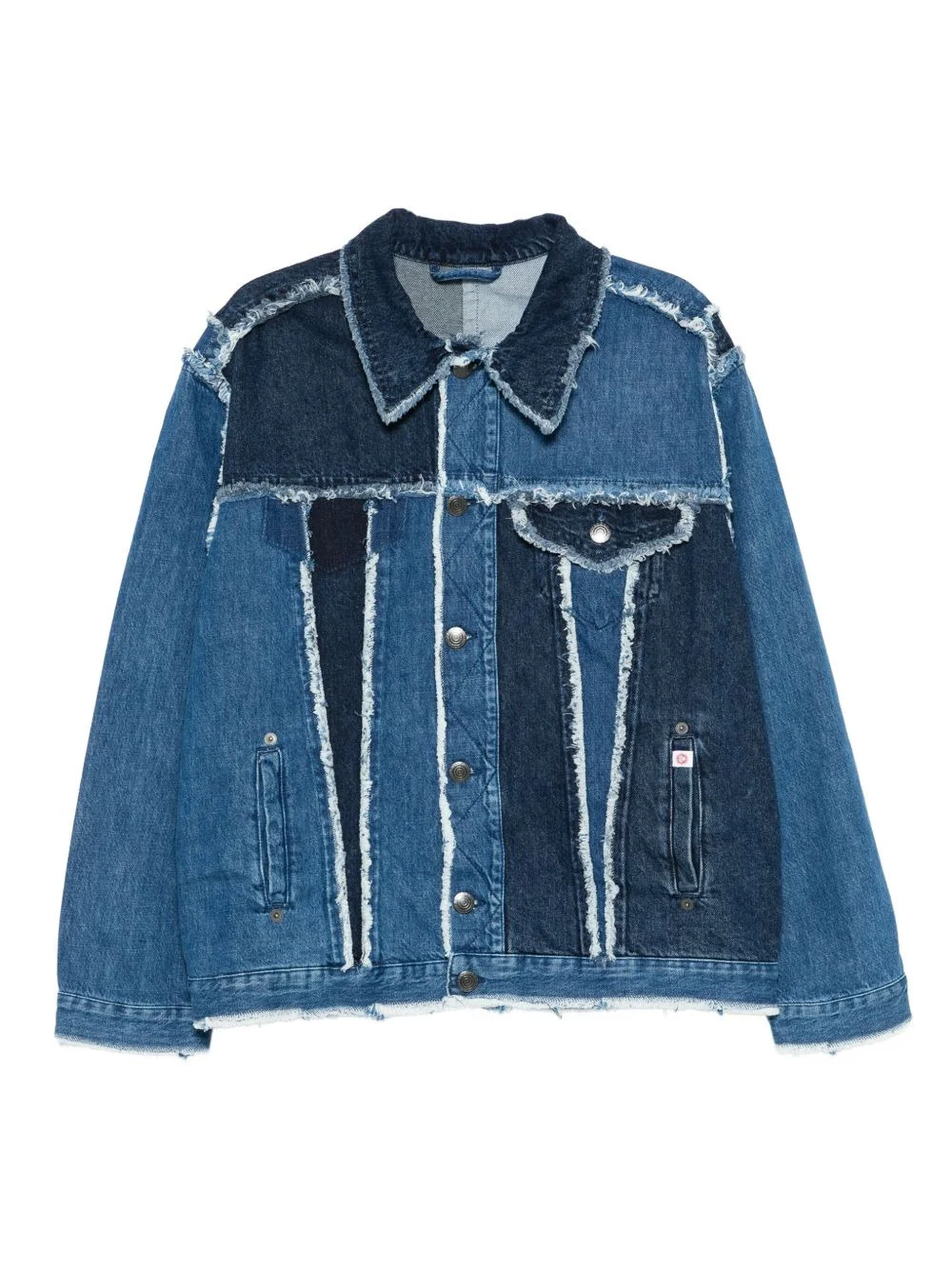 frayed patchwork denim jacket - 1