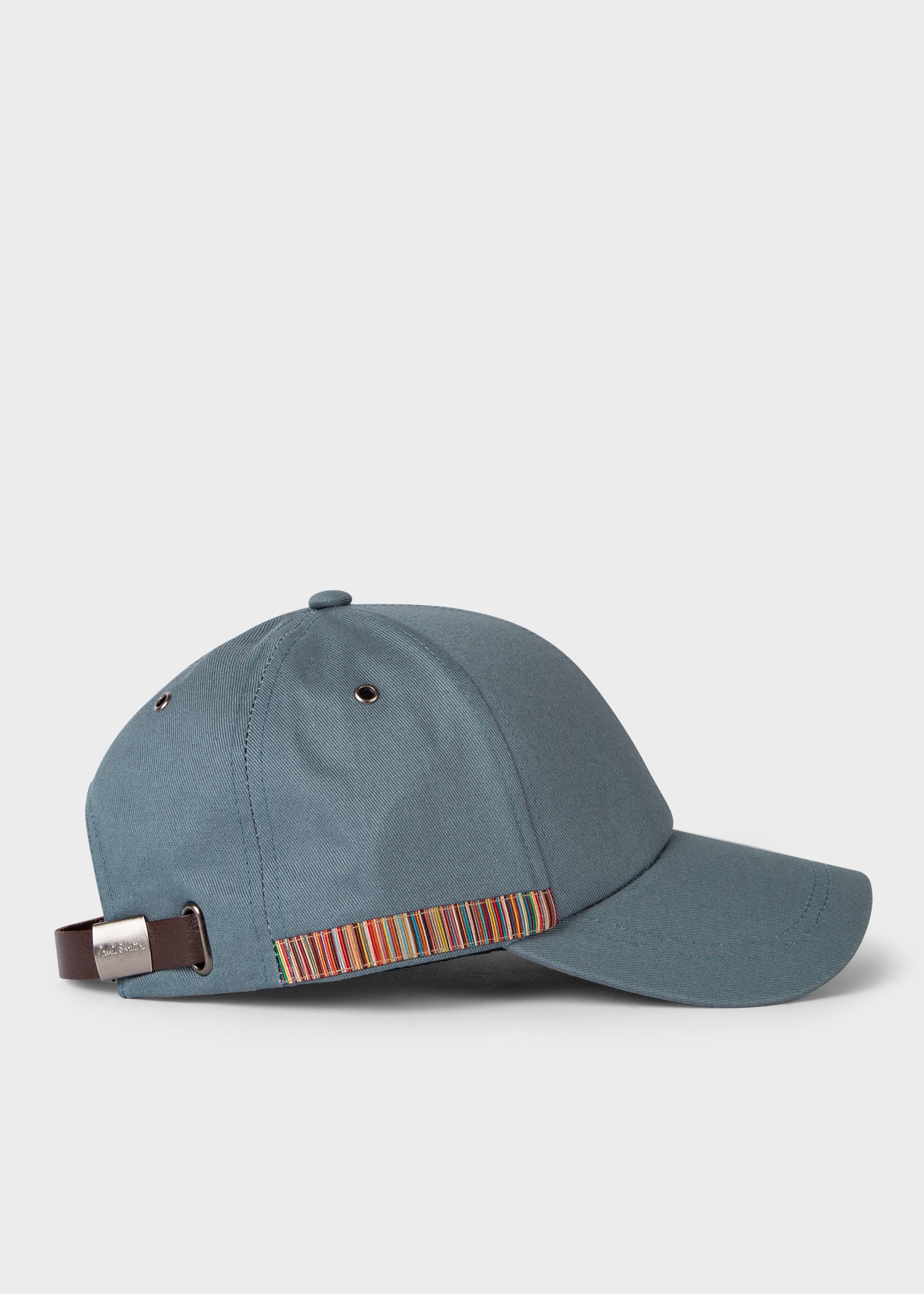 Denim Blue 'Signature Stripe' Trim Cotton Baseball Cap - 1