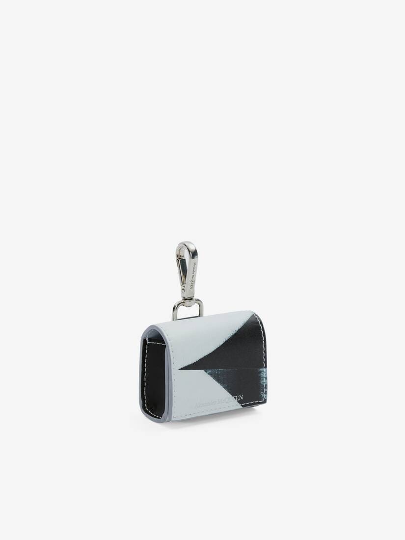 Men's Brushstroke Airpods Case With Strap in Black/white - 2