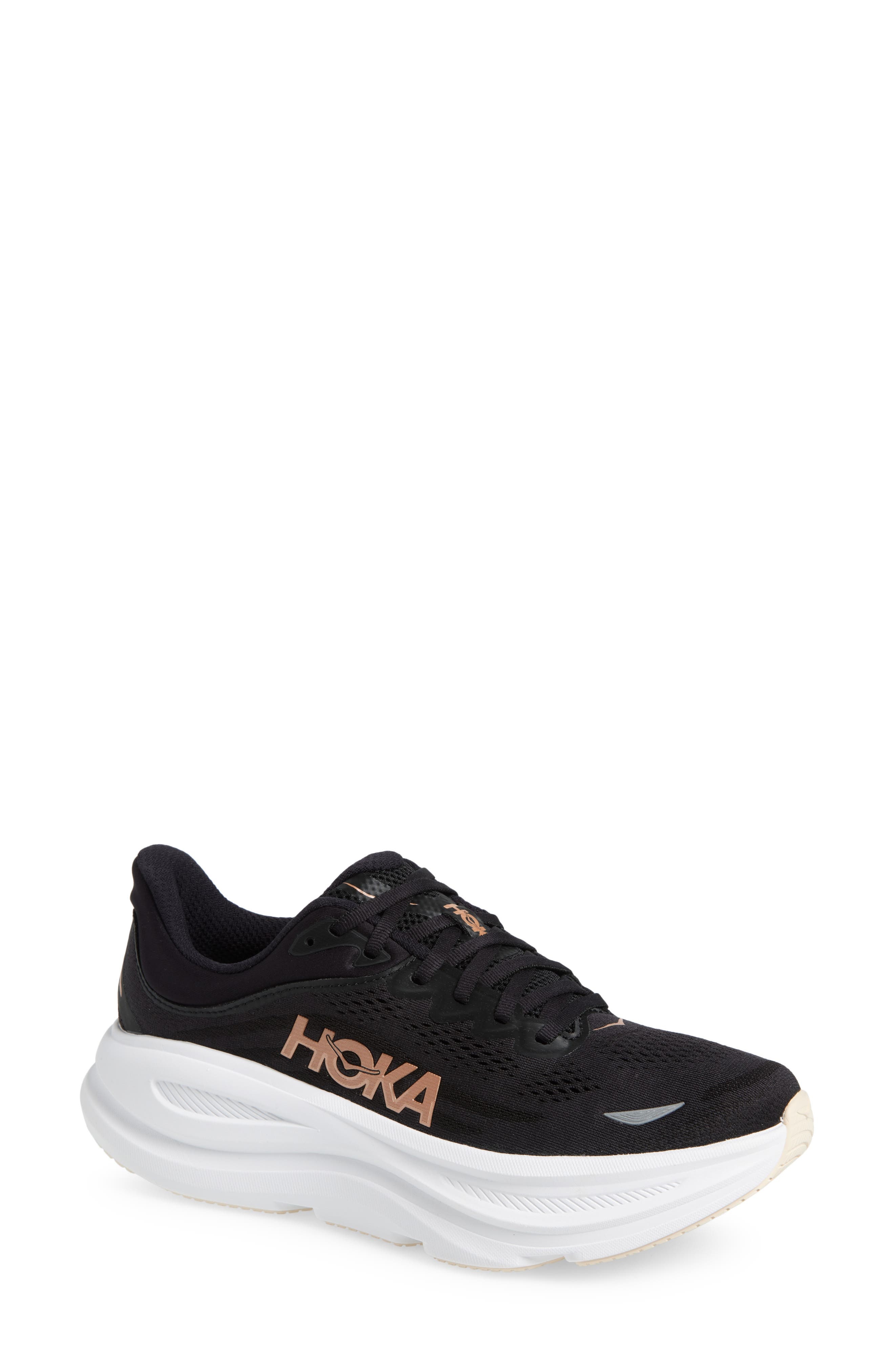HOKA Bondi 9 Running Shoe in Black /Rose Gold at Nordstrom - 1