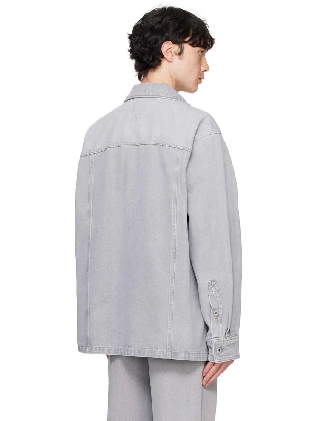 Gray Washed Denim Shirt - 3