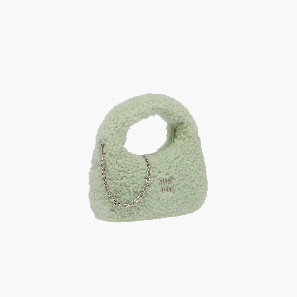 Miu Wander shearling mini hobo bag - 4