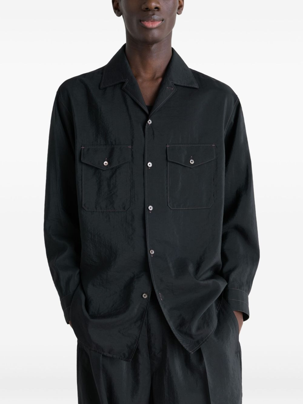 notched-collar fla-pocket shirt - 3