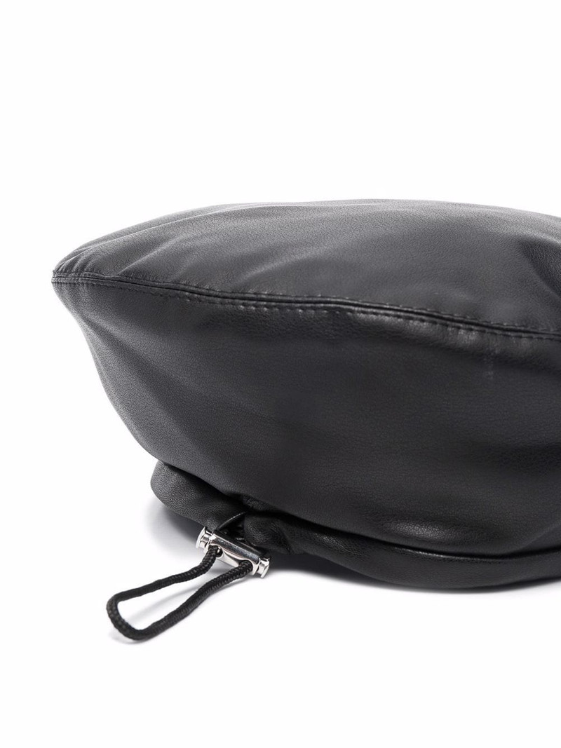 MISBHV faux leather logo-plaque beret outlook