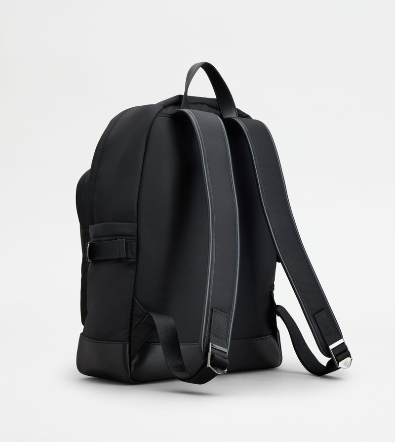 BACKPACK IN FABRIC AND LEATHER MEDIUM - BLACK 3