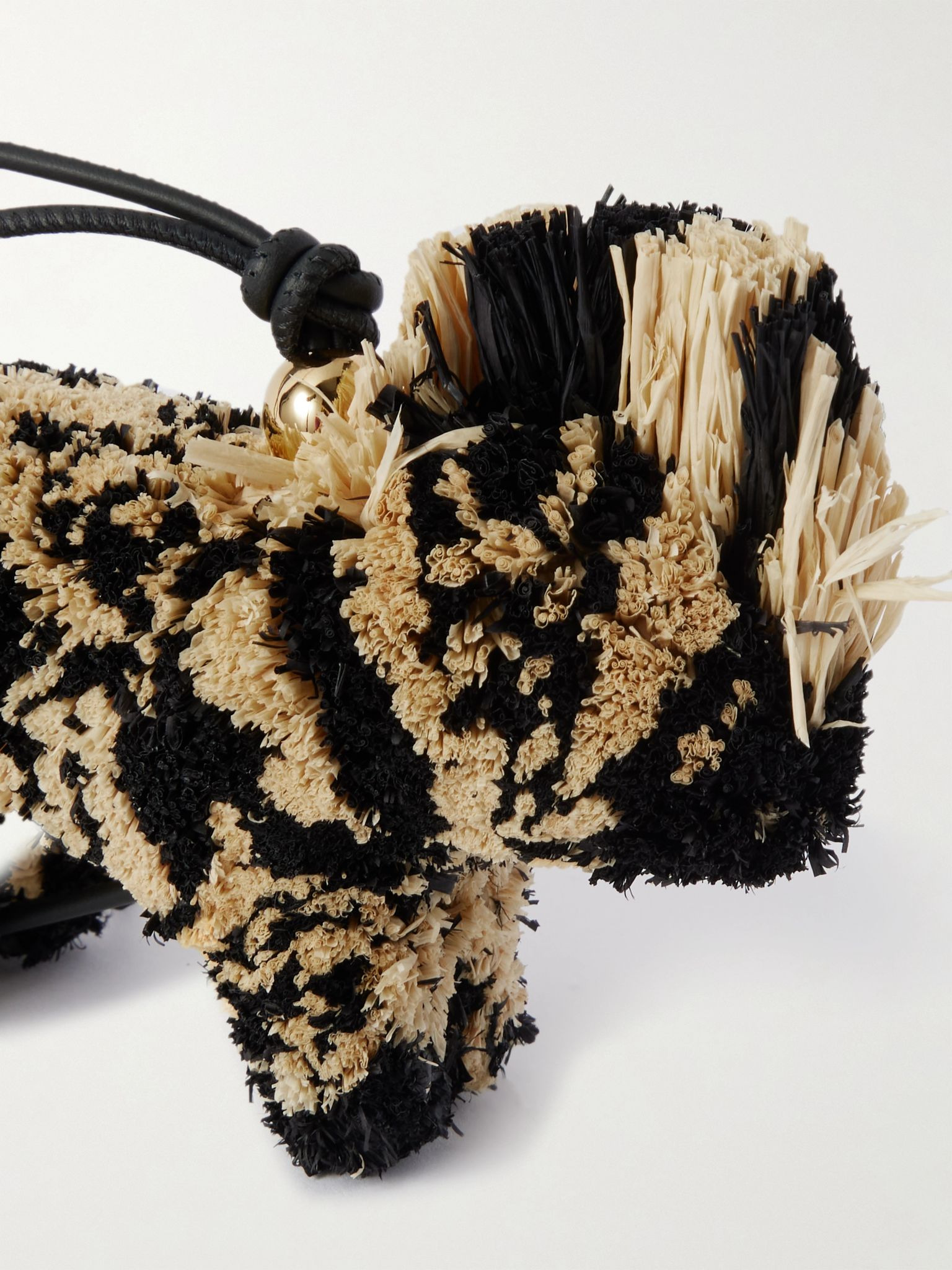 + Paula's Ibiza Zebra leather-trimmed raffia charm Beige - 3