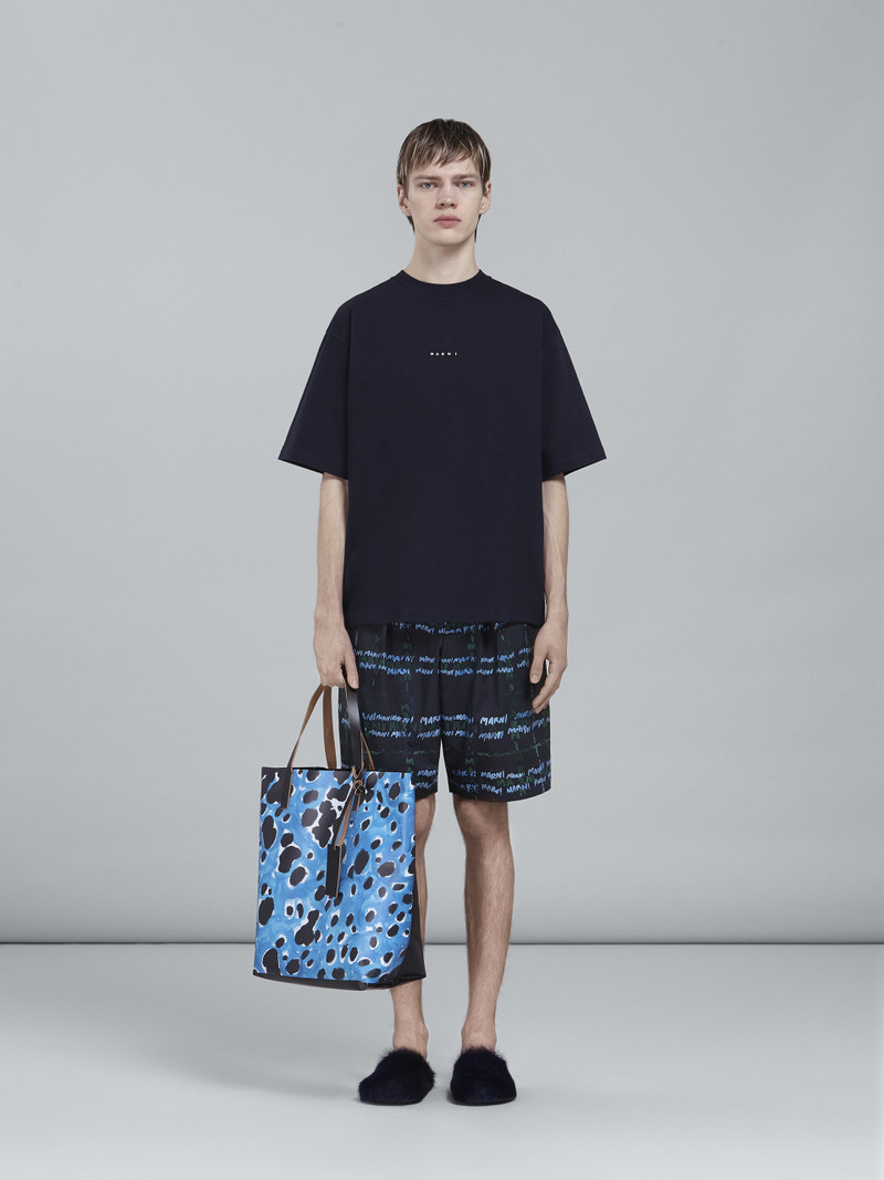 Marni BLUE POP DOTS PRINT TRIBECA SHOPPING BAG outlook