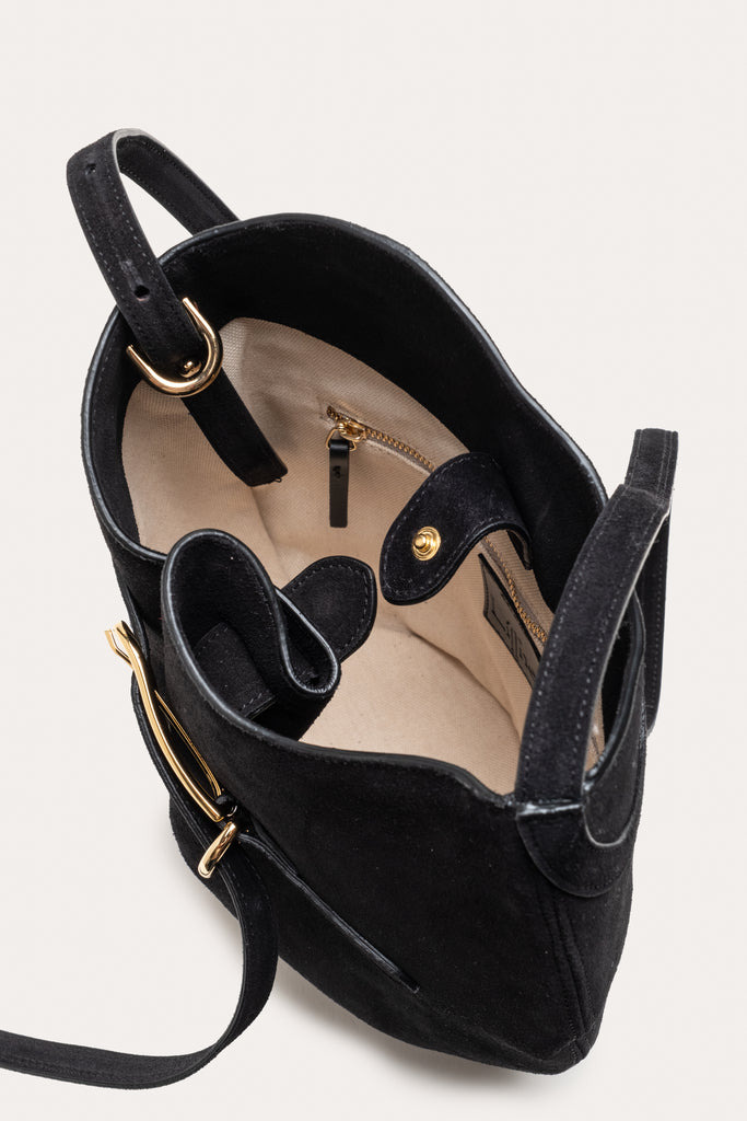 BELTED BUCKET BAG BLACK SUEDE - 3