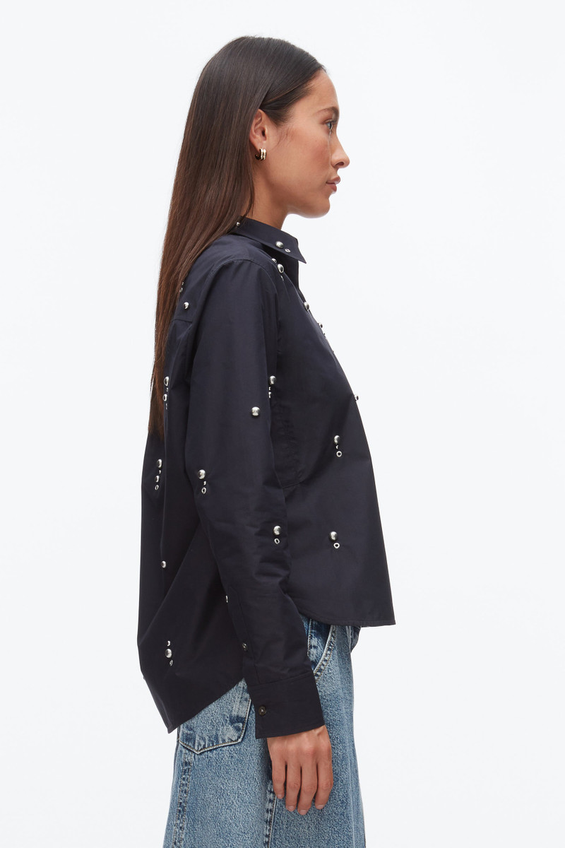 Stud Embellished Cropped Shirt 4