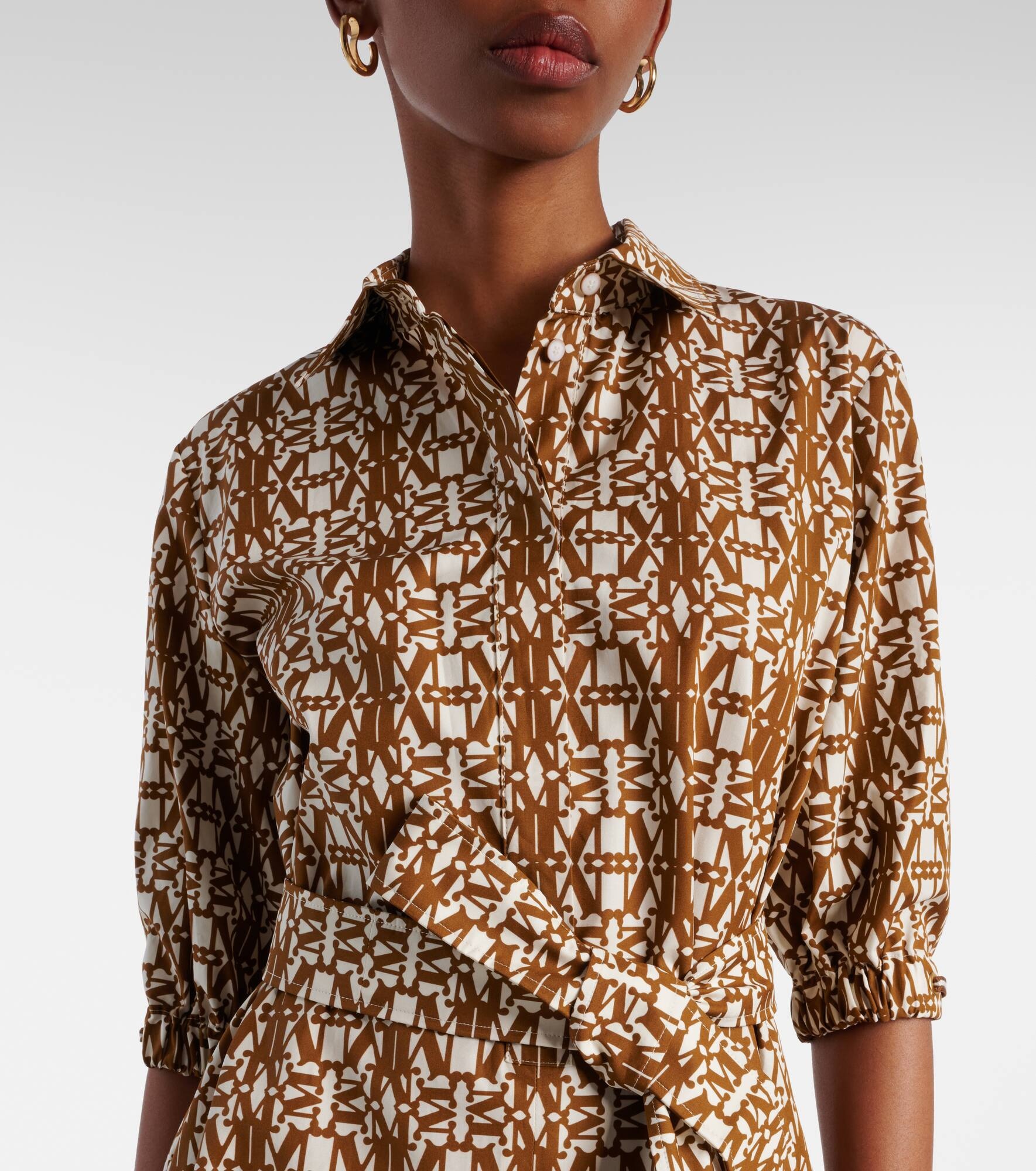 Luxgi belted printed cotton maxi dress - 4