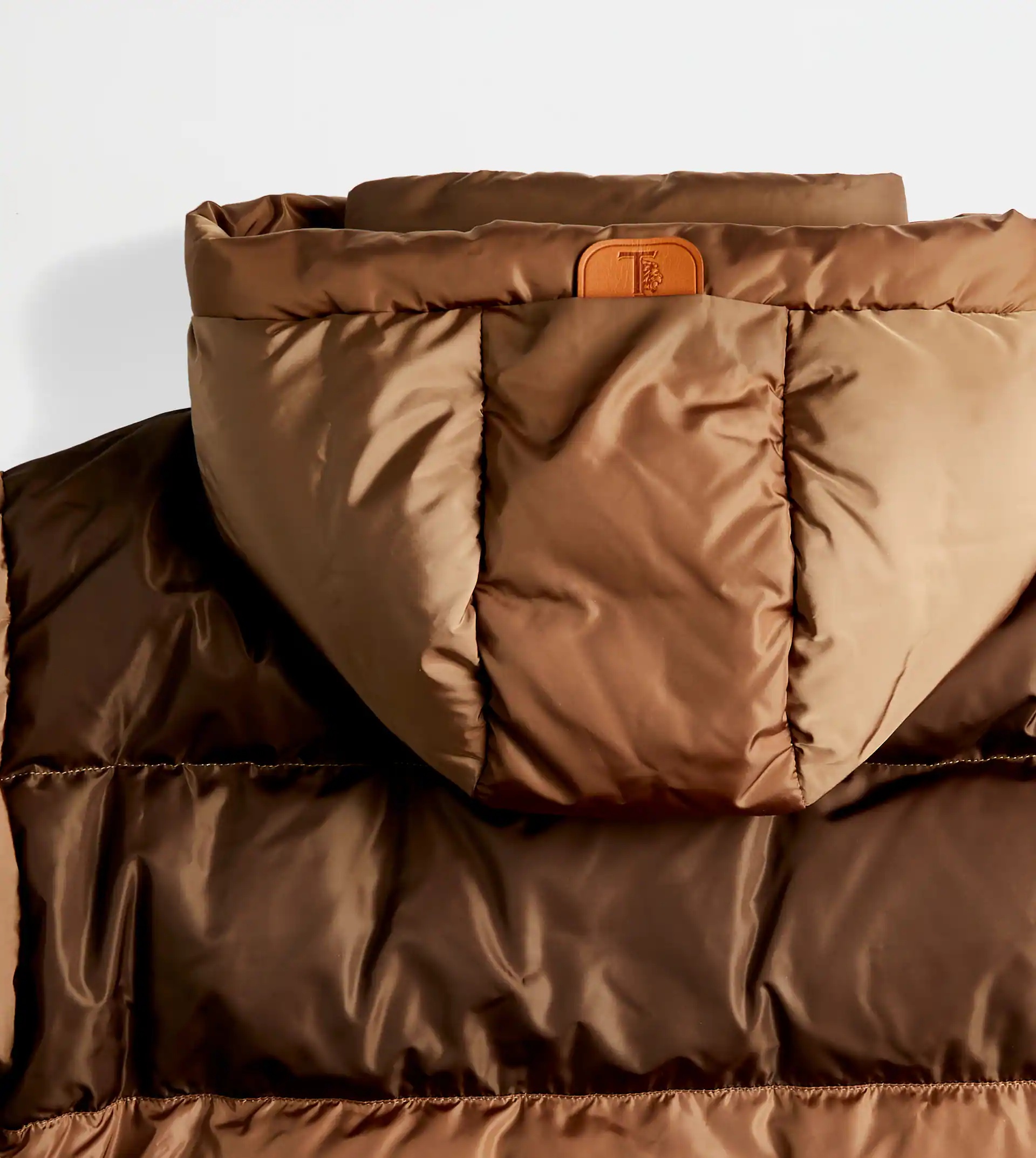 HOODED LONG DOWN JACKET - BROWN - 6