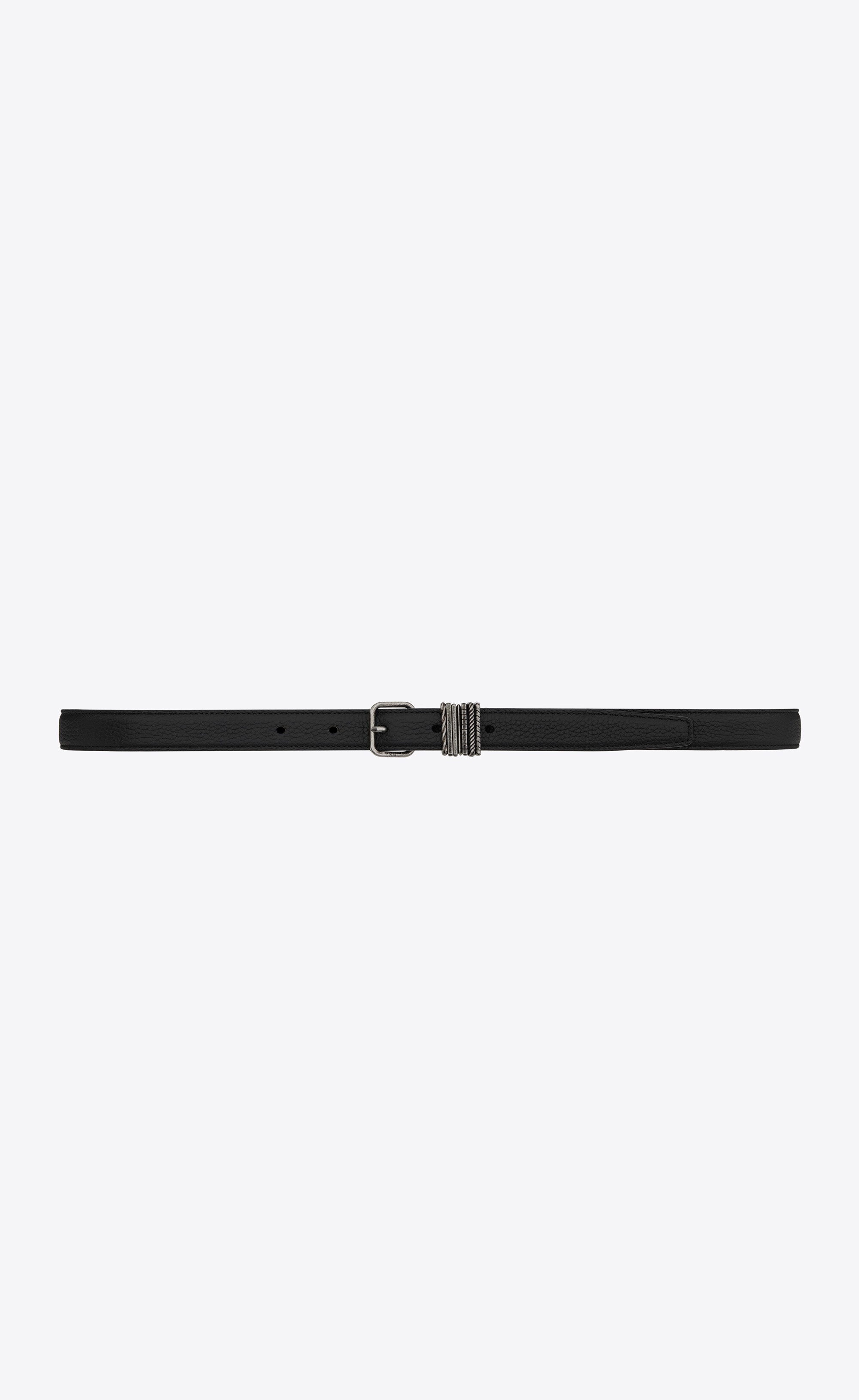 stacked-loop belt in grained leather - 1