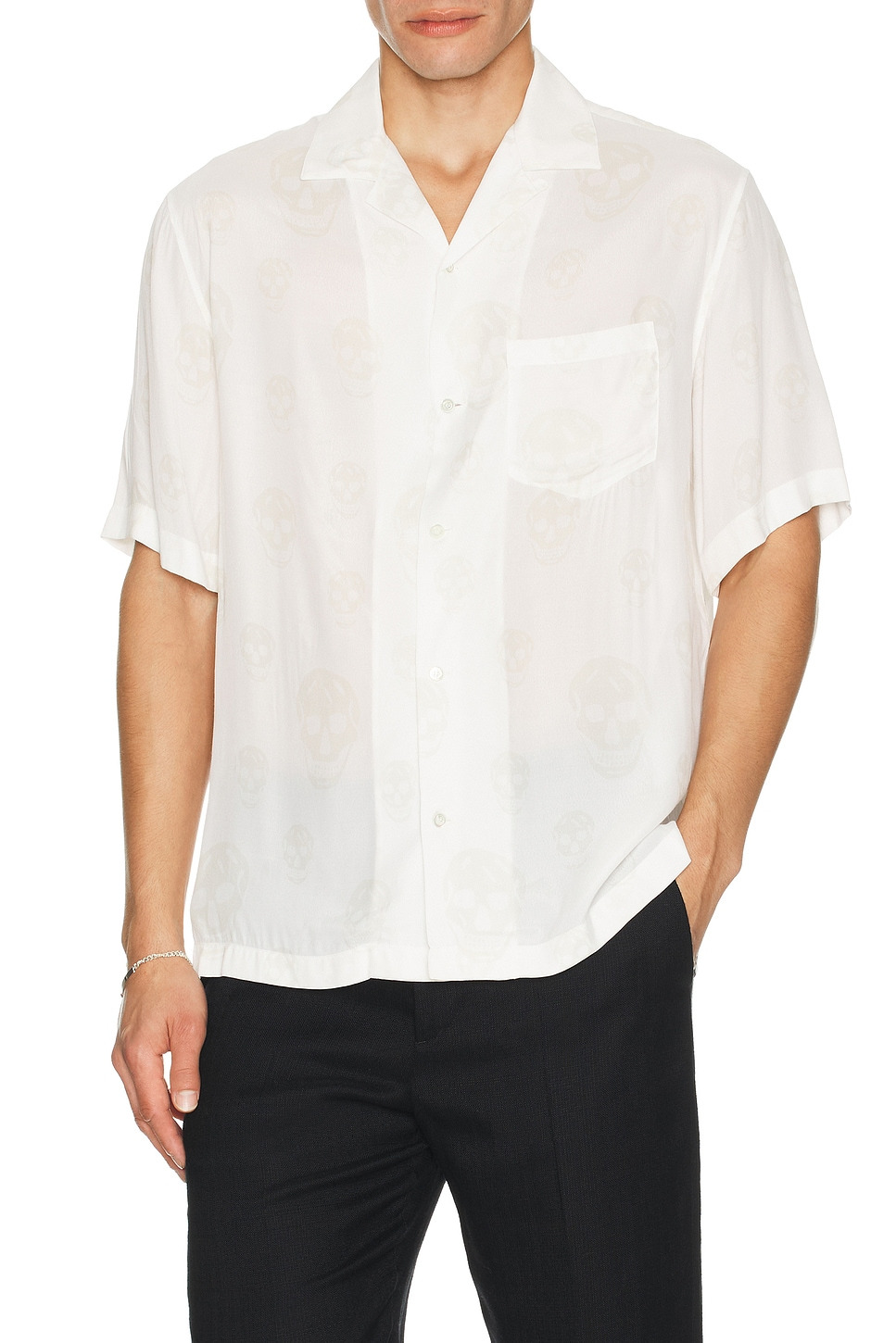 Printed Hawaiian Skull Print Shirt - 3