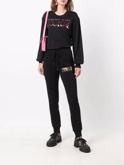 VERSACE JEANS COUTURE sequined logo long-sleeve T-shirt outlook