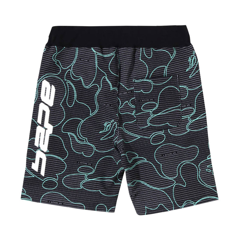 A BATHING APE® BAPE Text Code Camo Sweat Shorts 'Black' outlook