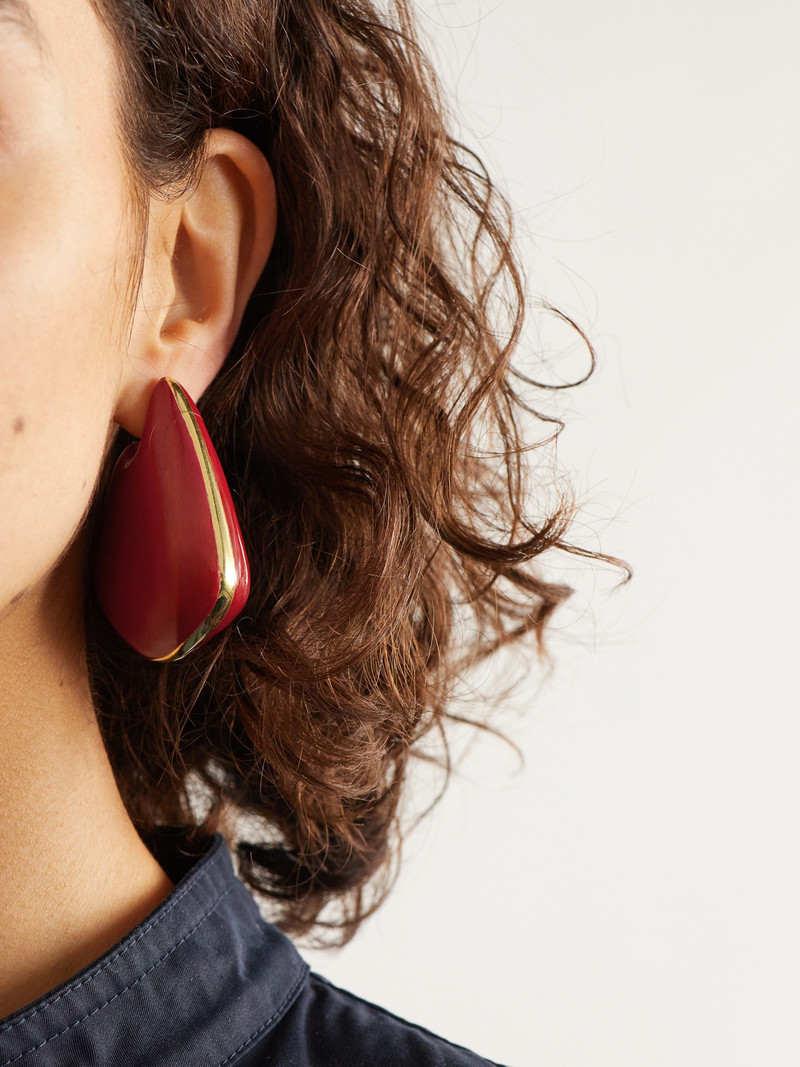 Bottega Veneta Large Fin Gold Vermeil And Enamel Earrings outlook