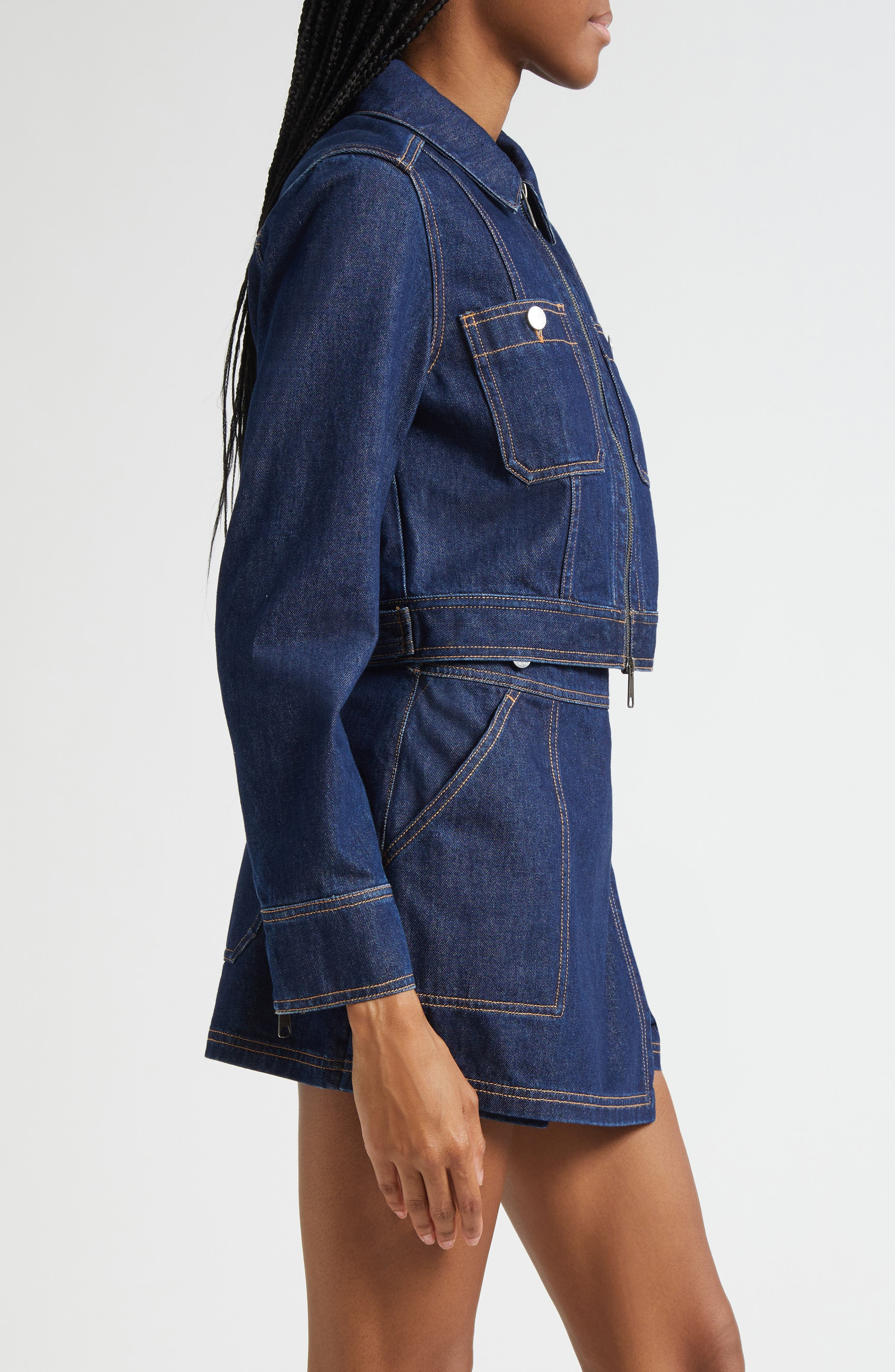 Veronica Beard Patty Crop Denim Jacket in Indigo Rinse at Nordstrom - 3