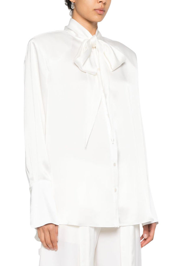 BOW-DETAIL SATIN SHIRT - 3