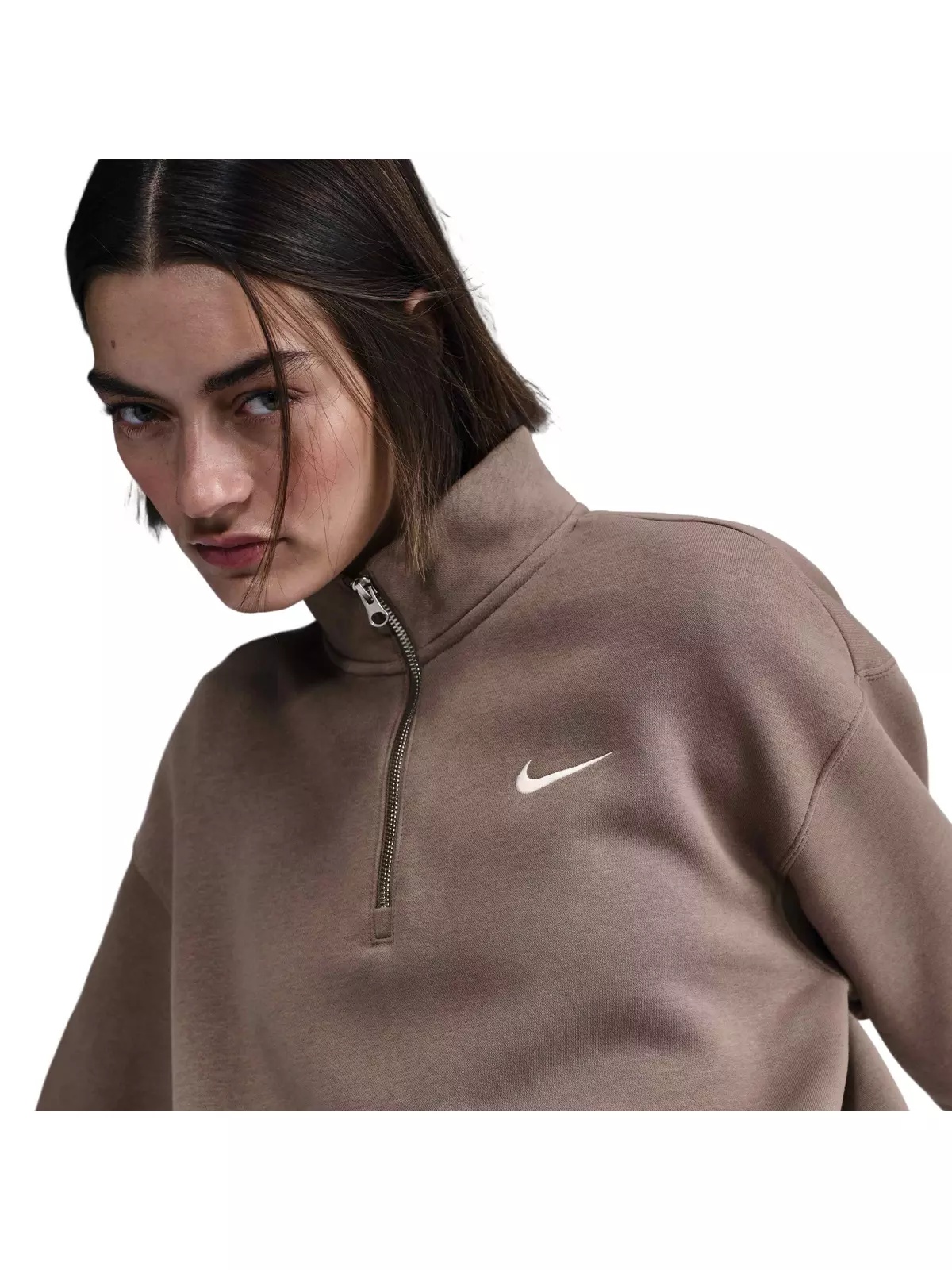 Women's Sportswear Phoenix Fleece Oversized 1/4 Zip Sweatshirt - Brown - 3