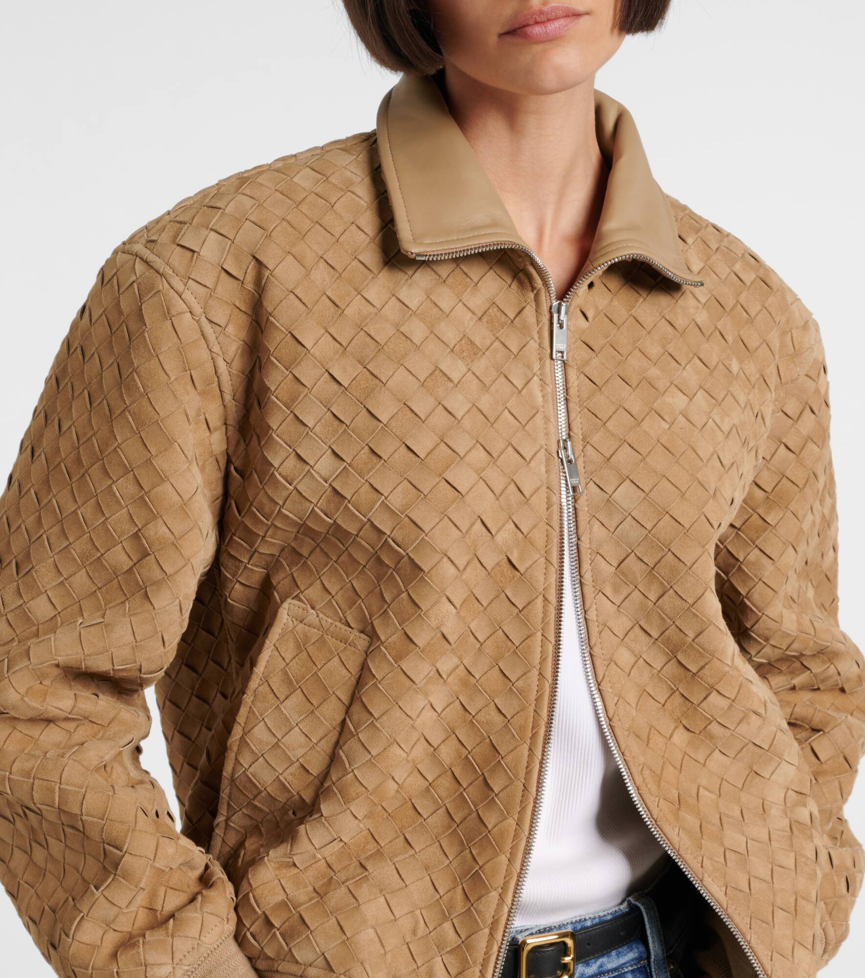 Intrecciato suede jacket - 5