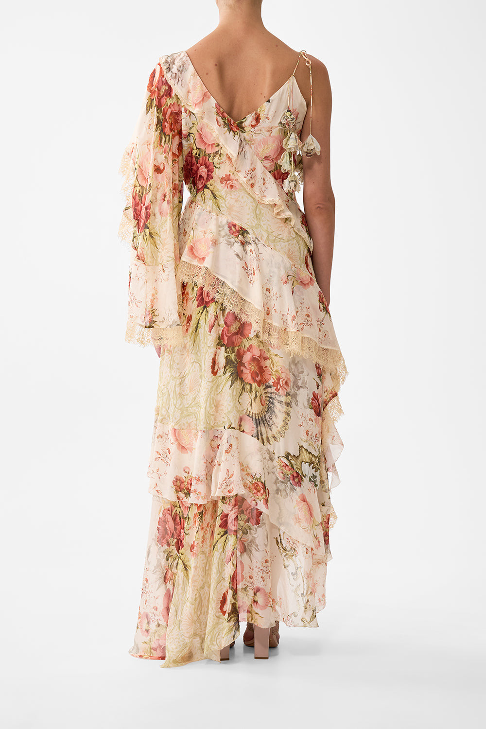 ASYMMETRIC SPLICED RUFFLE DRESS - 3