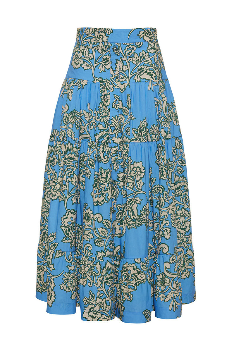 Margarita Skirt A Fit and Flare Midi Skirt with Intricate Tiered Details 1