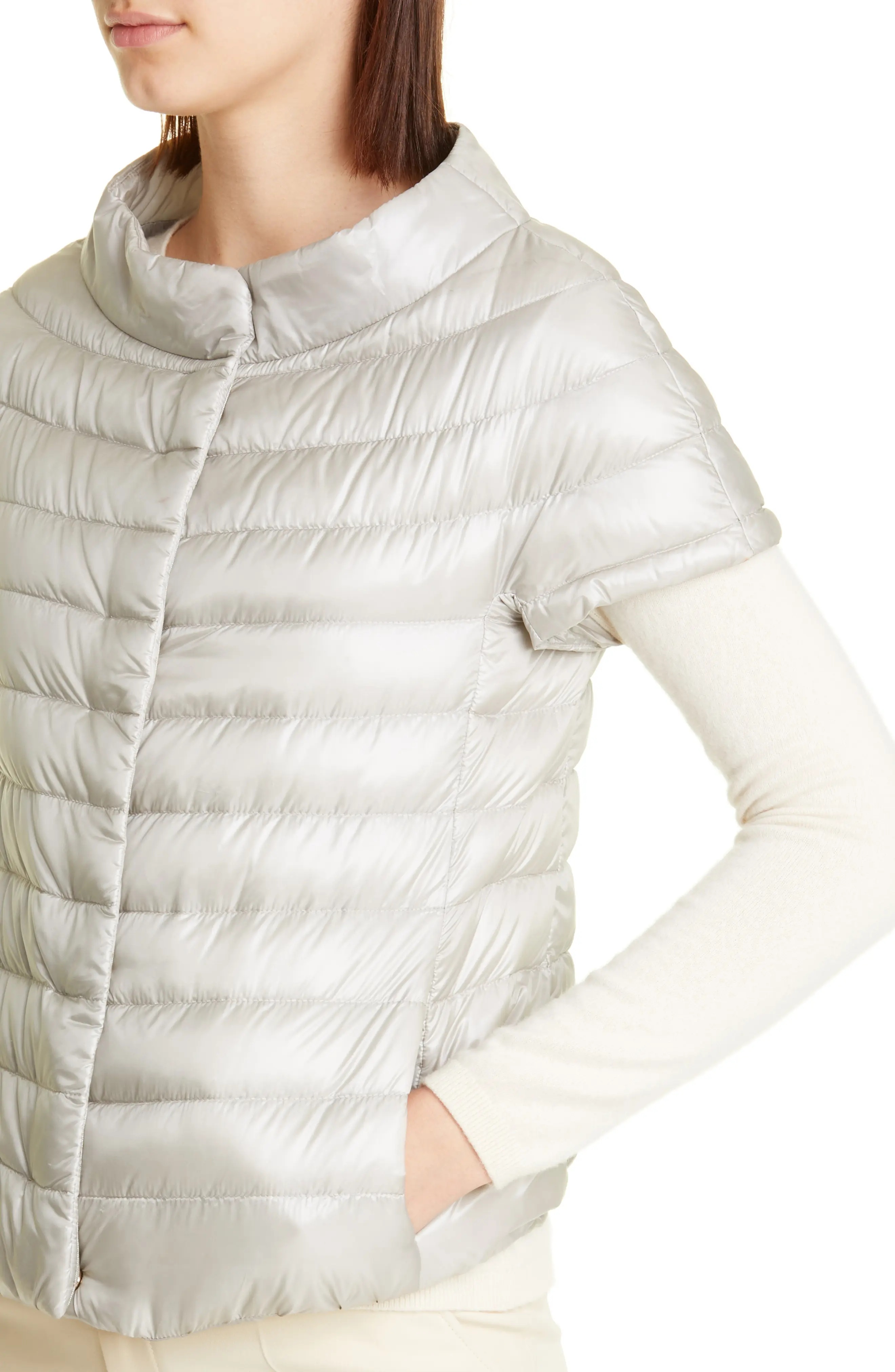 Emilia Cap Sleeve Quilted Down Jacket in 9402 /Silver - 4