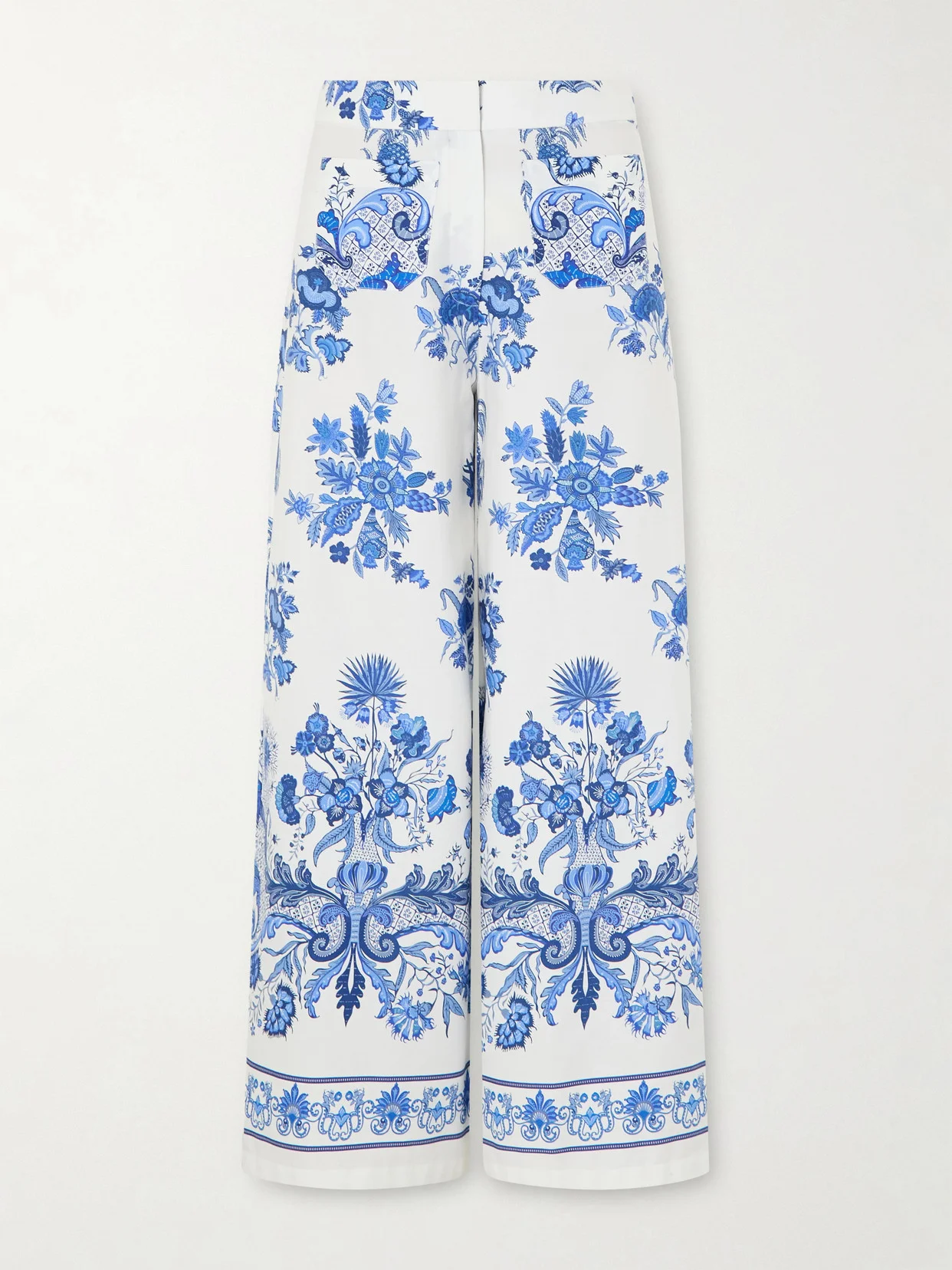 Floral Printed Cotton Wide-leg Pants - 1