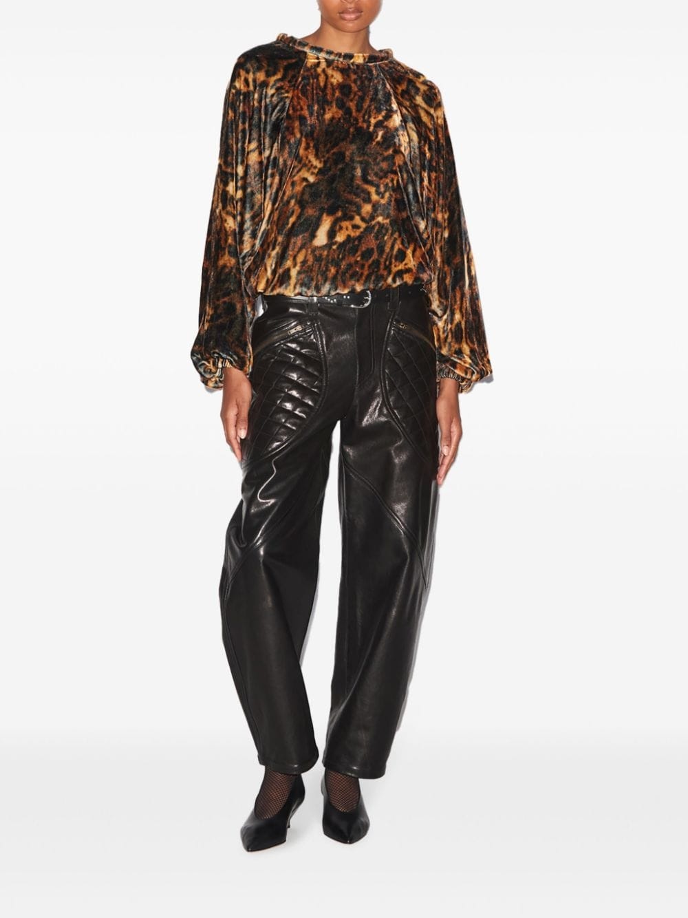 leopard-print silk blouse - 2