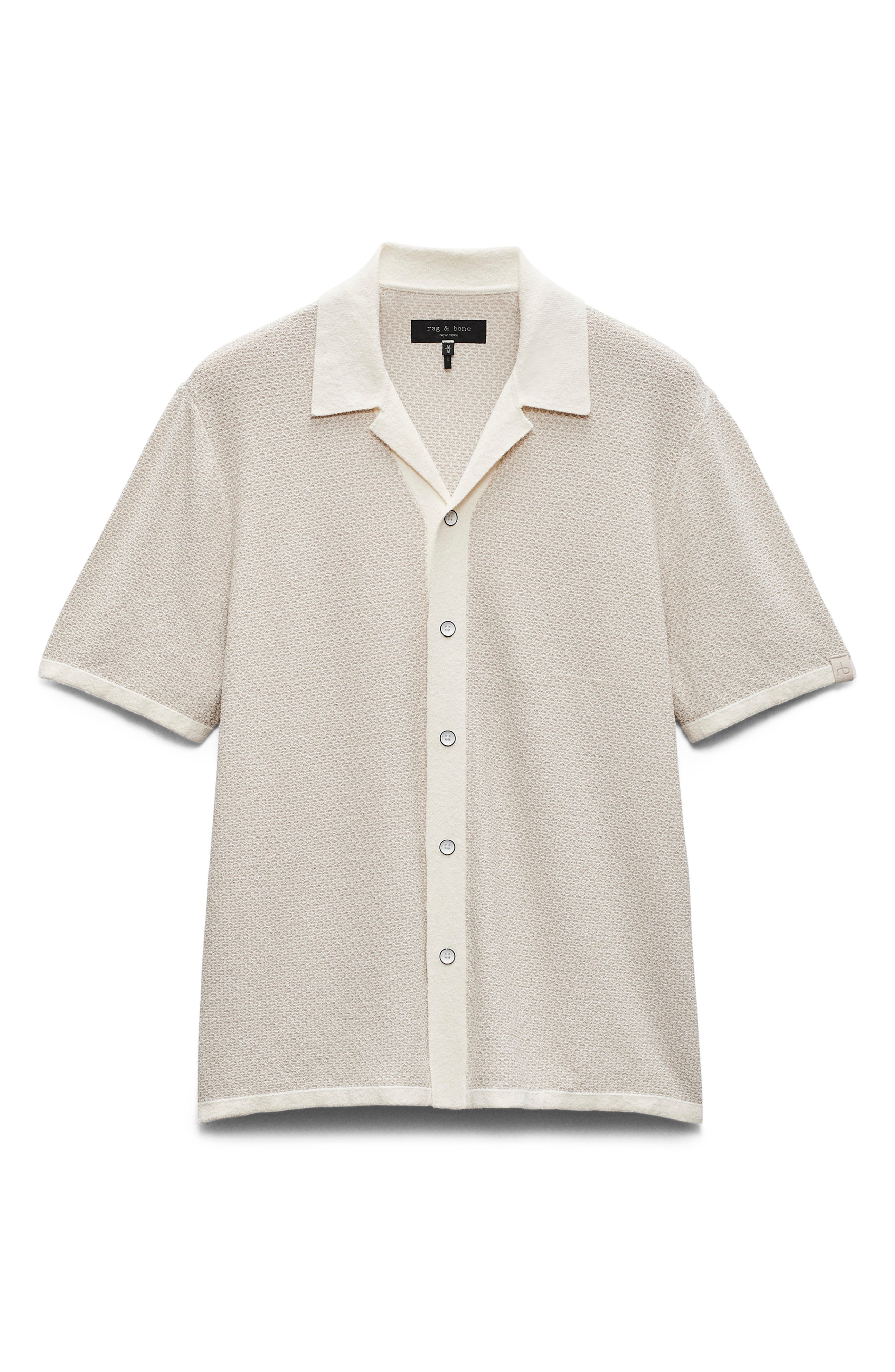 rag & bone Zigzag Avery Zuma Toweling Camp Shirt in Ivory at Nordstrom - 4