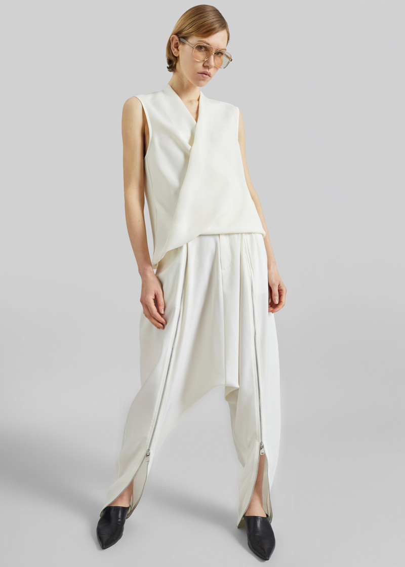 Coperni Double Zipped Sarouel Pants - White 1