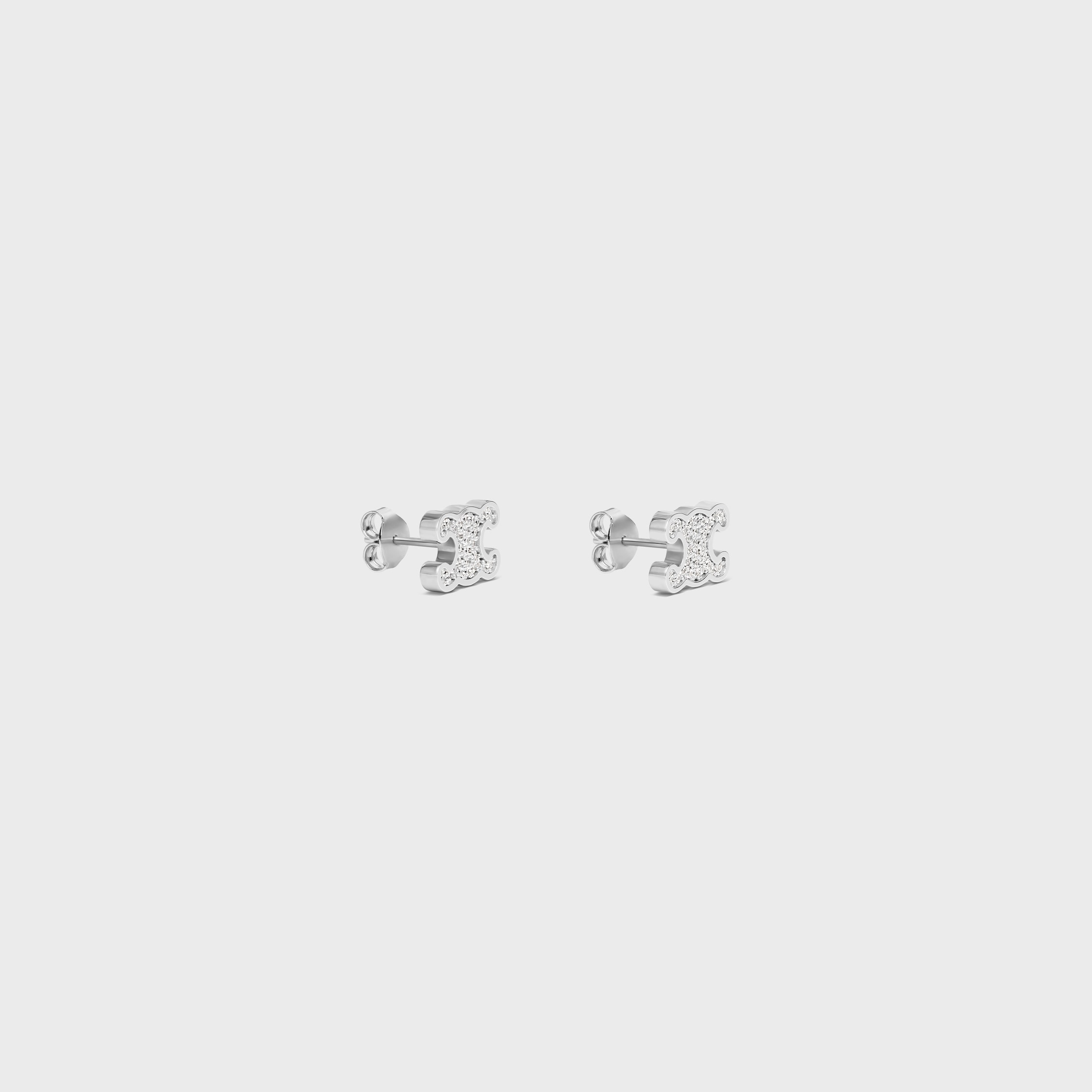 Triomphe Rhinestone Studs in Strass and Brass with Rhodium Finish - 2