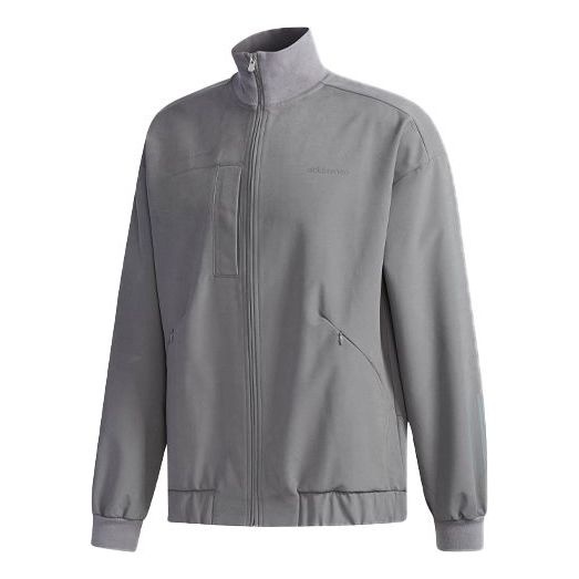 adidas neo M Ut Bmbr Jkt Casual Sports Zipper Stand Collar Long Sleeves Jacket Gray CV8988 - 1