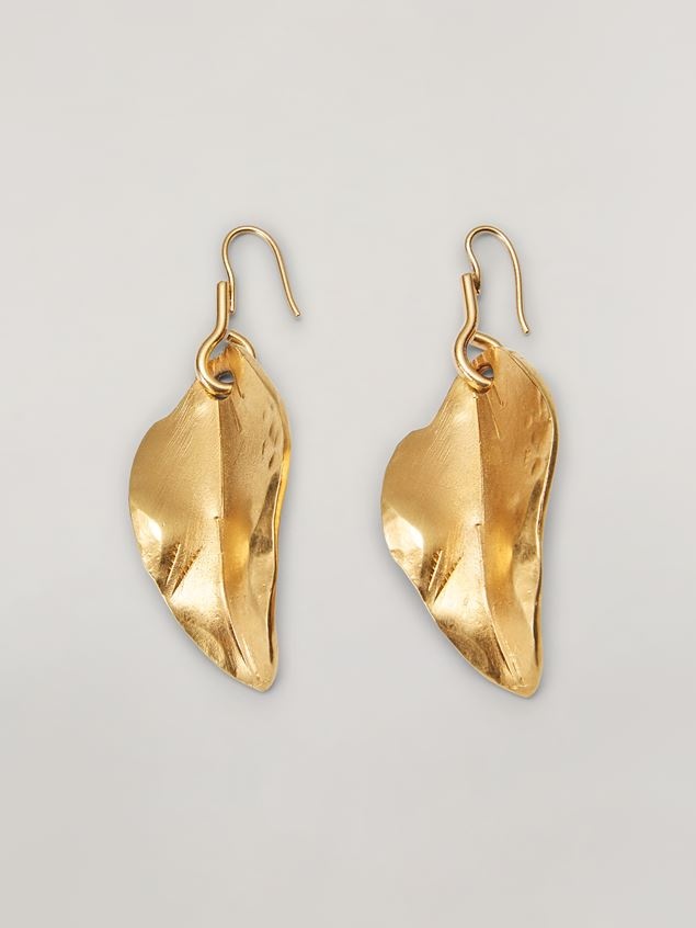 NATURE EARRINGS IN METAL WITH LEAF-SHAPED PENDANT - 1