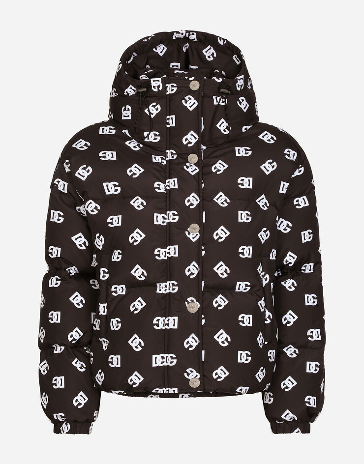Nylon down jacket with all-over DG logo print - 4