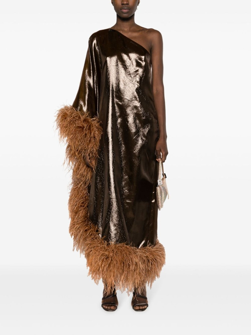 Taller Marmo Fantasma feather-trim midi dress outlook