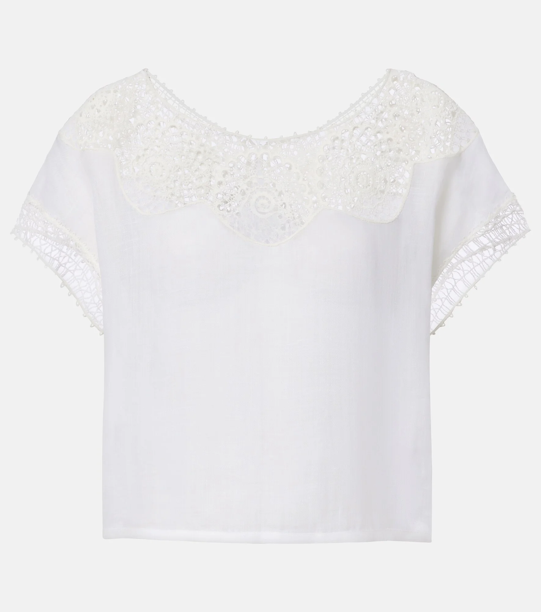 Caila crochet-trimmed ramie top - 1