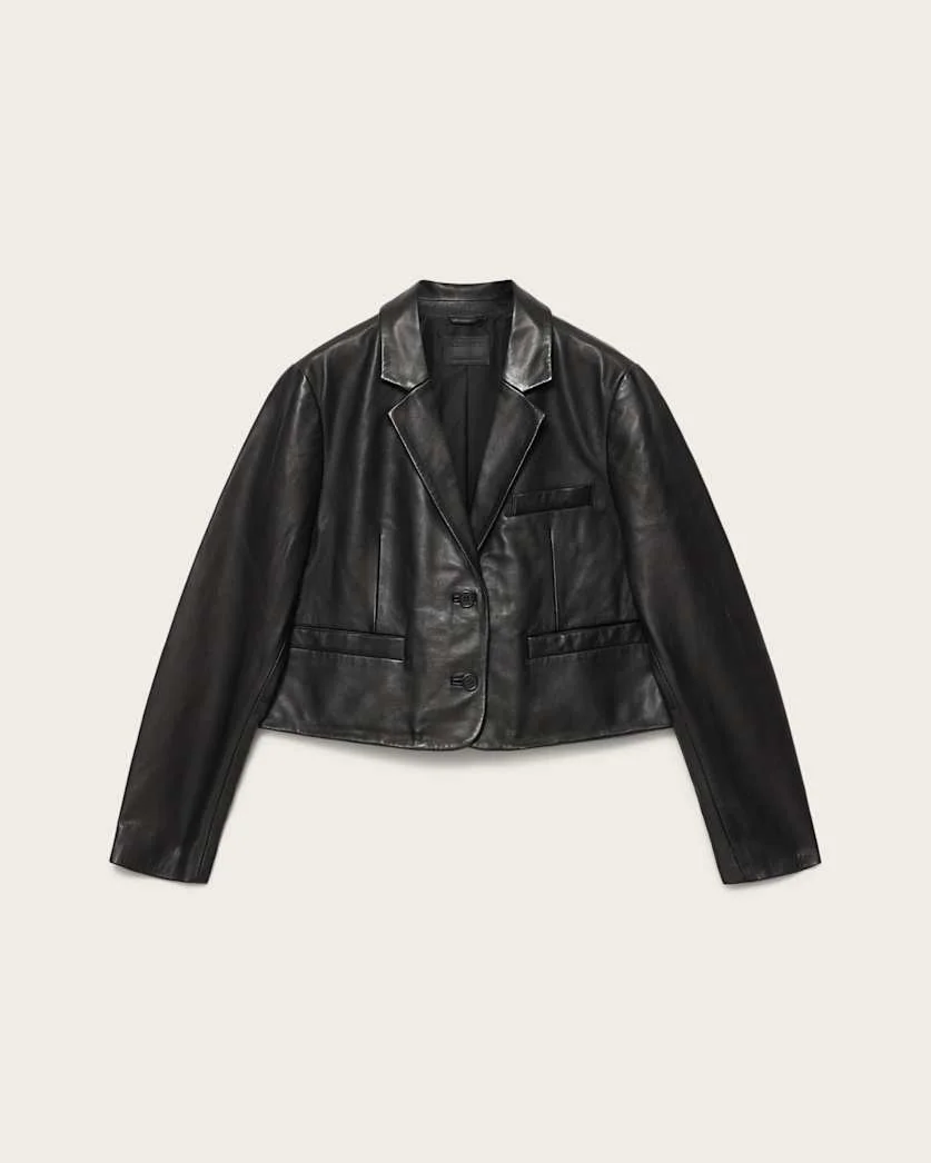 APTON HIGH WAISTED LEATHER BLAZER - 1