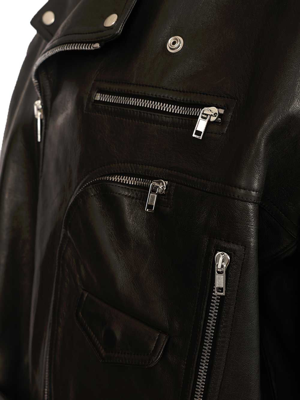 Cropped Jumbo Bauhaus Stooges Leather Jacket Jackets Black - 5