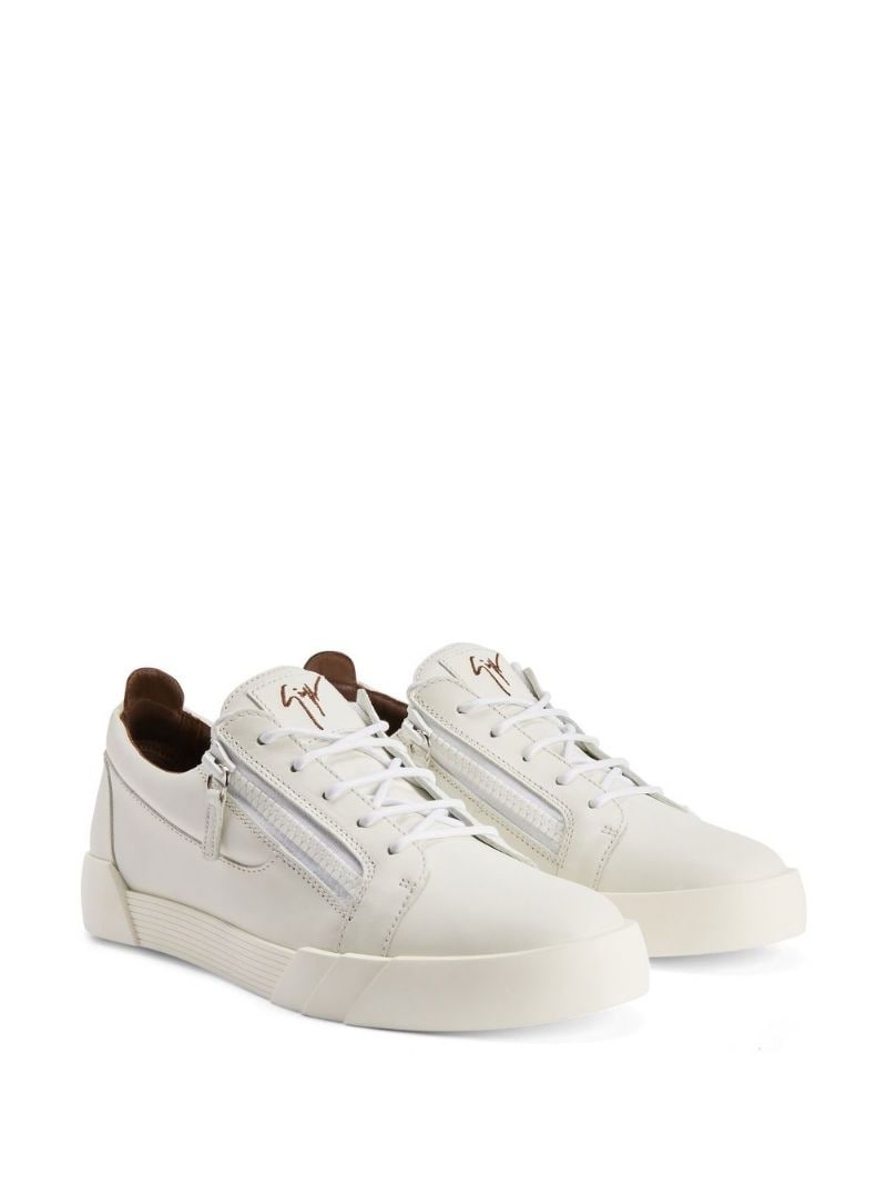 panelled leather sneakers - 2