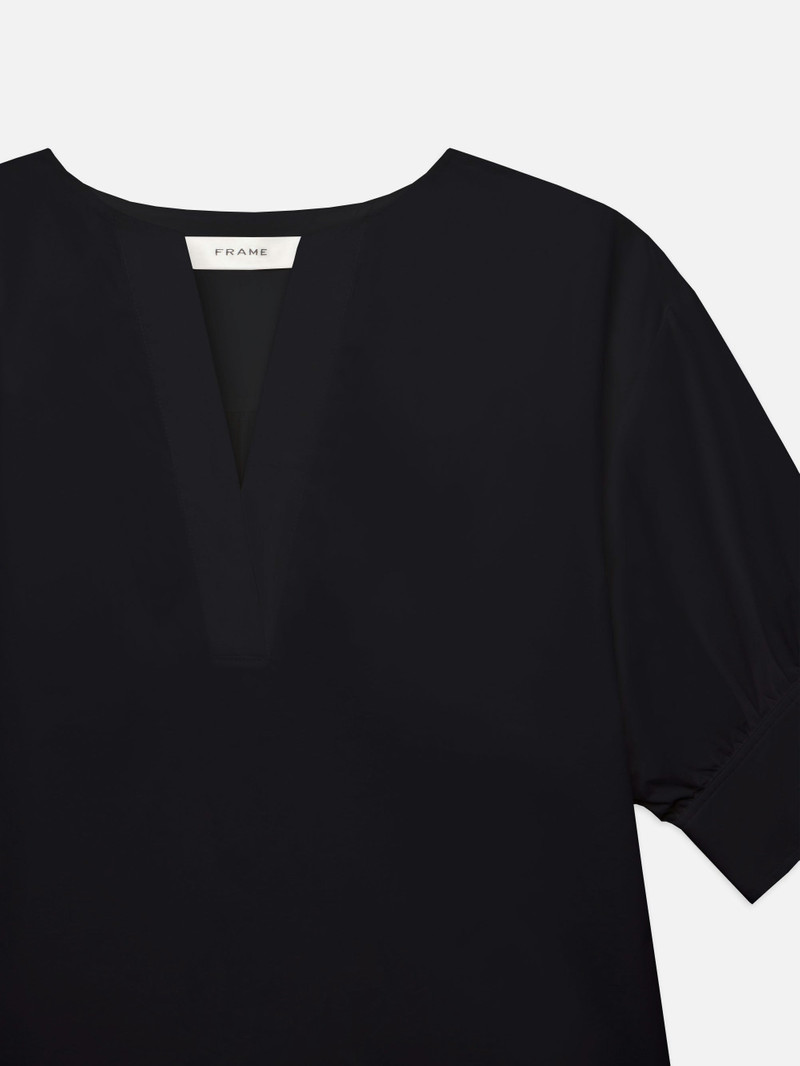 FRAME V-neck Popover Top in Black outlook