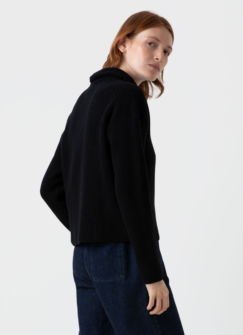 Wool Cashmere Rib Zip Neck 4