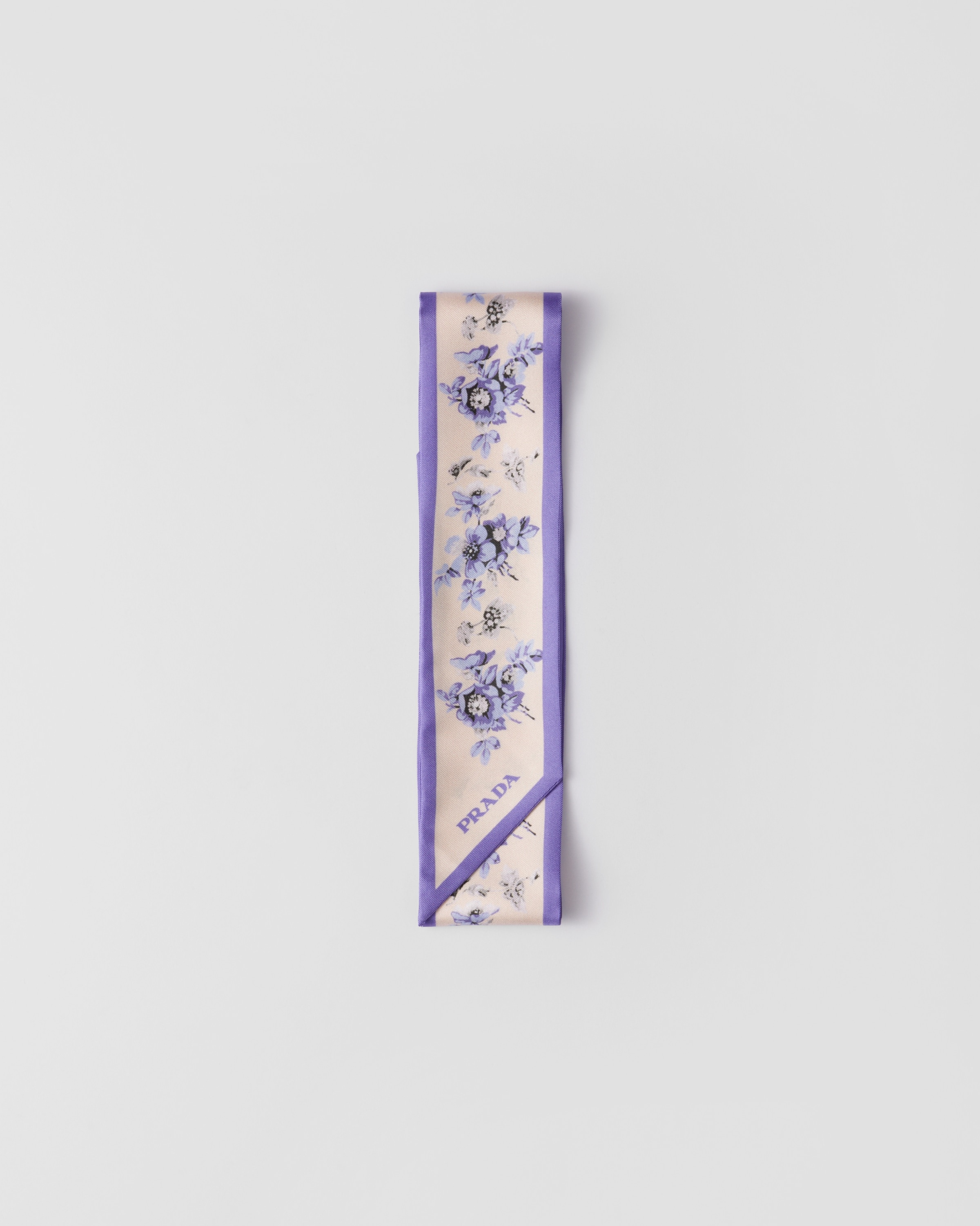 Printed silk twill skinny scarf - 1