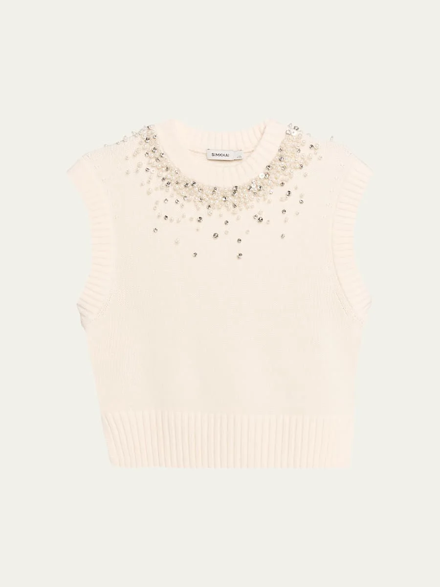 Candra Embellished Knit Vest - 1