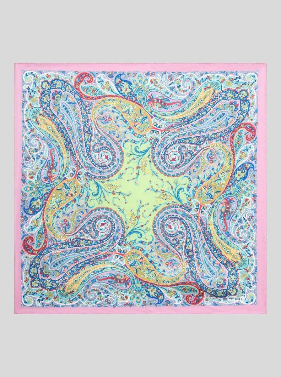 SILK PAISLEY POCKET SQUARE - 1