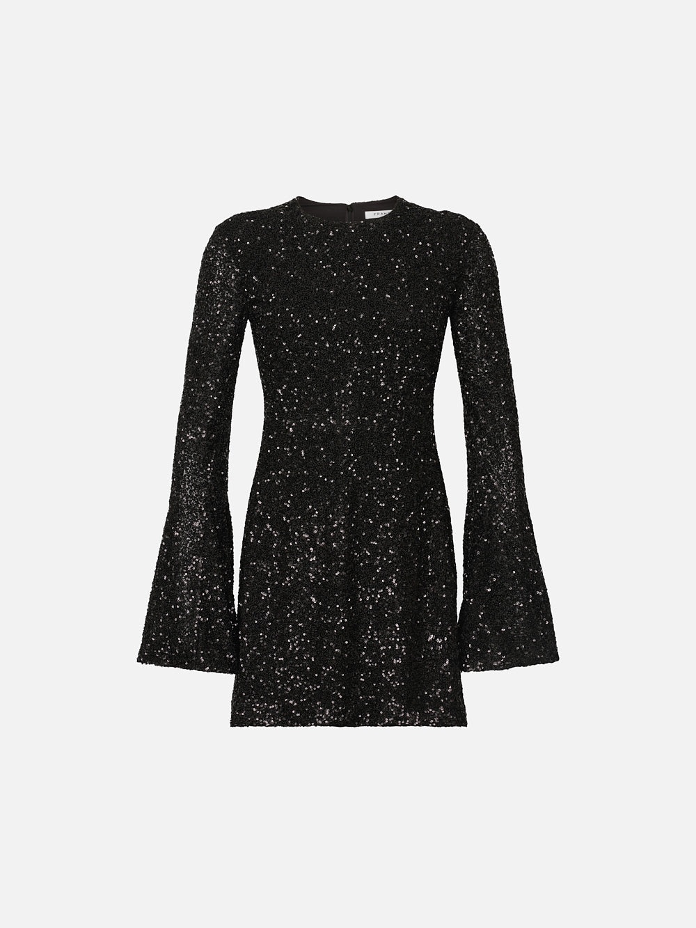 Sequin Flutter Sleeve Dress in Black - 1