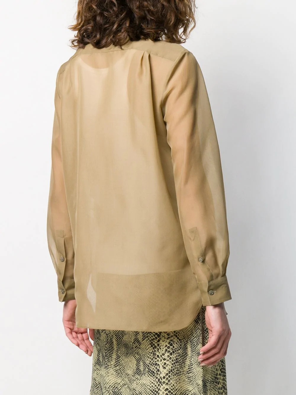 khaki silk blouse - 4