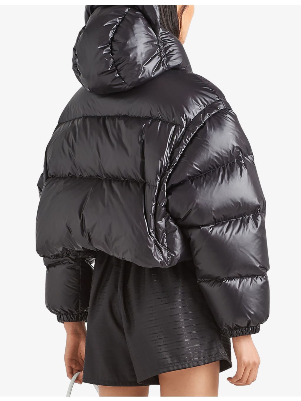 Logo-plaque padded cropped shell-down jacket - 4