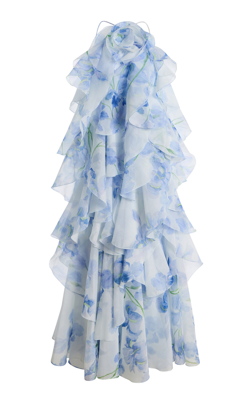 Pandorea Layered Floral-Print Chiffon Maxi Dress blue 1